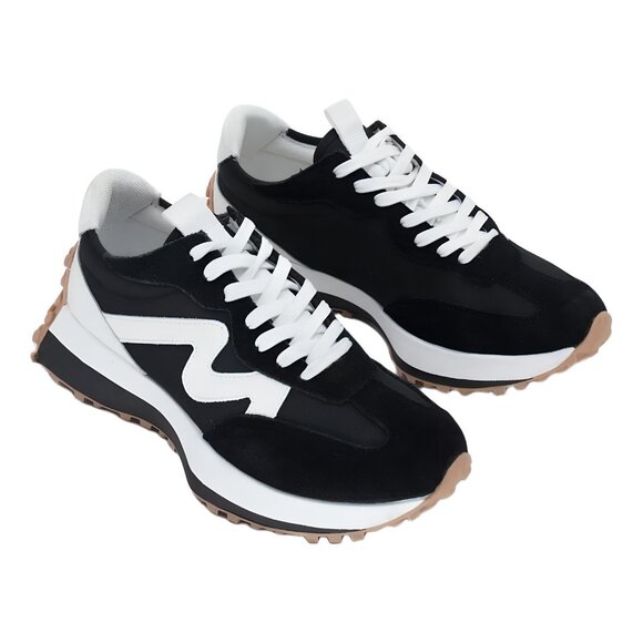 Steve Madden Campo Retro Lace-Up Jogger Sneakers Black Multi 9M - Picture 4 of 6